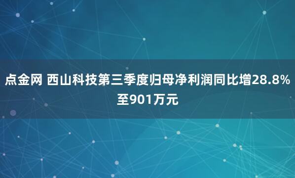 点金网 西山科技第三季度归母净利润同比增28.8%至901万元
